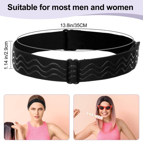 Gjinxi 2 Pcs Adjustable Elastic Bands for Wig, No Slip Wig Bands for Glueless Wig Making, Removable Elastic Wig Straps for Keep Wigs in Place Sewing Making Wigs
