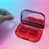 3 Tier Eyelash Storage Case Lash Dime Organizer Holder Box with Mirror Makeup Cosmetic Travel Case Empty and Eyelash Tweezer False Lash Container (Black Red))