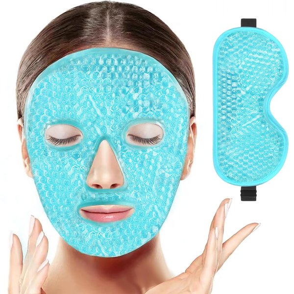 BeeVines Gel Eye Mask, 2 Pack Cooling Ice Masks for Puffy Face Eyes for Men & Women, Cold & Warm Compress for Post Surgery, Puffiness, Allergies, Sinuses & Migraines(Blue)