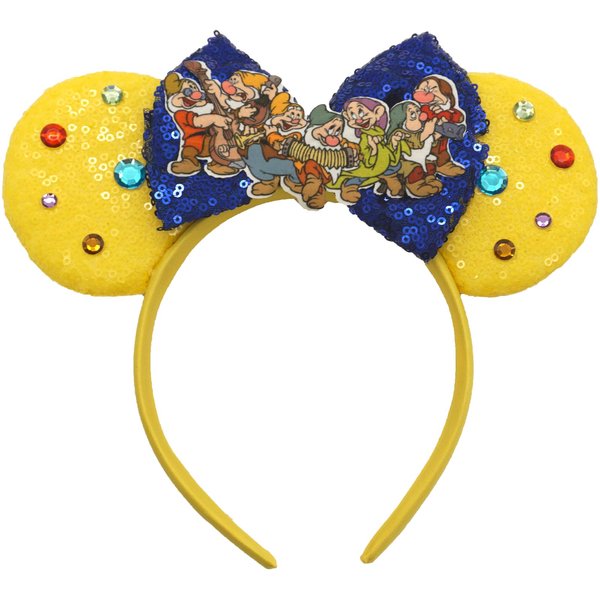 Viwind Bow Ear Headbands for Women and Men, Glittrt Seven Dwarfs Mouse Ear Headbands for Adult