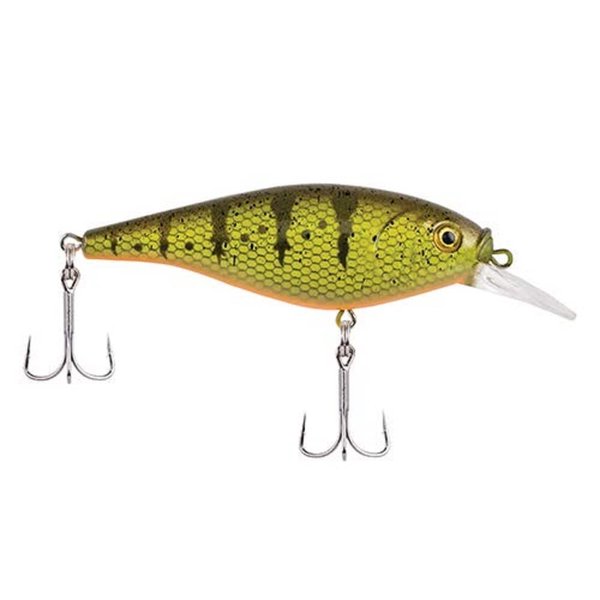 Berkley Flicker Shad Shallow Fishing Lure, Yellow Perch, 2/7 oz, 2 3/4in | 7cm Crankbaits, Size, Profile and Dive Depth Imitates Real Shad, Equipped with Fusion19 Hook,Black/Silver