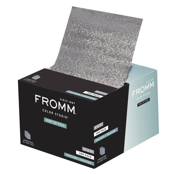 Fromm Color Studio Medium Weight Pop Up Hair Foil in Silver, 5" x 11" Embossed Aluminum Foil Sheets, Hair Foils for Highlighting and Coloring - 500 Foil Sheets
