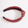 Wiwpar Knotted Headbands for Women Fashion Wide Headband Vintage Knotted Head Band Hair Hoop Hair Accessories with Metal Chain (Red)
