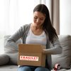 GMKbuy 2 Inch x 500 ft (167 Yards) Fragile Tape for Shipping 1 Roll – Easy Tear with Dispenser, Permanent Adhesive Warning Labels for Shipping Box, Carton, Parcel, Package, Pallet & More
