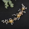 Teyglen Gold Pearl Wedding Headband Hair Vine with Rhinestone Bridal Flower Hair Clip Headband Hair Accessories for Bride Flower Headpiece for Women Girls