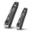 FERYES Nail Clippers with Catcher 2 PCS Set, No Splash Fingernail Clipper and Toenail Clipper, Stainless Steel Nail Cutters - W/Black Metal Case Packing