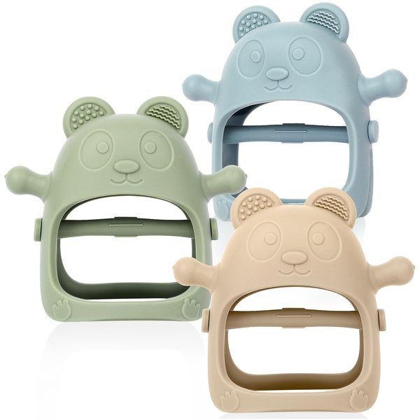Eascrozn Baby Teething Toys for Infants 3+ Months Set of 3, Easy to Hold Silicone Teething Mitten with Soft Textures for Sensory Exploration and Teething Pain Relief, Baby Chew Toys for Sucking Needs