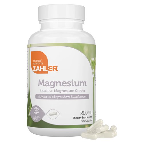 Zahler - Magnesium Supplement Capsules 200 mg (120 Count) Certified Kosher Bioactive Magnesium Citrate for Max Absorption - Natural Magnesium Mineral for Men & Women - Best Magnesium Supplements