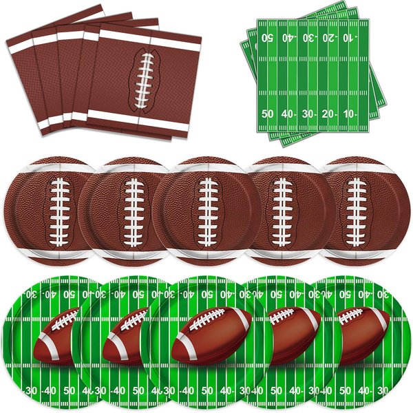 Football Party Supplies Kit Serve 50 Football Birthday Party Decorations - Includes Dinner Plates, Dessert Plates, and Napkins, Perfect for Game Day Tailgate Decorations