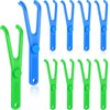 Chengu 10 Pieces Dental Floss Holder Reusable Flosser Reusable Floss Handle Holder Flossmate Handle for Oral Clearing (Blue, Green)