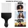 2 Pack Black Metal Hair Pick Afro Pick for Curly Hair Smooth Hair Pick Comb Wide Tooth Comb Professional Afro Comb for Women/Men Hair Styling Hairdressing Tool Teasing Pick Combs(Black)