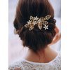 Bessney Crystal Bride Wedding Hair Comb Gold Flower Hair Accessories Rhinestone Bridal Hair Pieces for Women and Girls