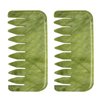 gemshan Jade Gua Sha Comb, 2pcs Green Jade Massage Comb Tool for Head Caring, Relax Head Scalp Deep Tissue Point Massager Scraping Therapy Tool