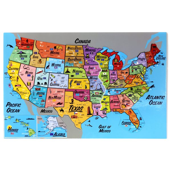 Ata-Boy Magnetic USA Map Play-n-Learn United States Puzzle Board…