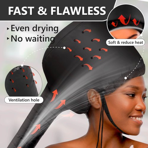 Net Plopping Cap for Drying Curly Hair - Hair Dryer Bonnet Diffuser Cap for Curly, Speeds Up Drying Time, Safety Deep Conditioning at Home - Portable, Adjustable