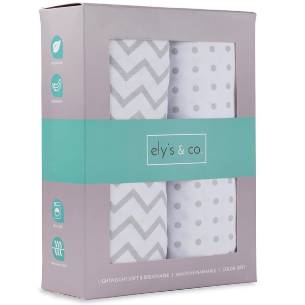 Crib Sheets Set 2 Pack - Baby Crib Sheets with 100% Jersey Cotton - Crib Sheets for Boys and Girls, Newborn Essentials (Crib, Grey)