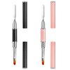 TOROKOM 2Pcs Poly gel Brush Dual-Ended Poly gel Brush and Spatula Picker Stainless Steel Poly gel Brush Pen for ​Nails Extension Application Tool(Pink & Black)