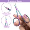 Cuticle Scissors with Cuticle Pushers, Extra Fine Curved Blade, 3in1 Professional Cuticle Tools Set, Nail Cuticle Trimmer Set, Manicure Kit, Pedicure Kit, Yaya Nails Cuticle Tool Kit (Rainbow)