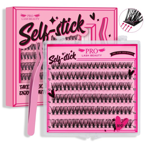 PRO Self Adhesive Eyelashes 120Pcs Lash Clusters 30D self adhesive lashes reusable self adhesive eyelashes No Glue individual Lashes Easy for Use(30D-10-16mix)