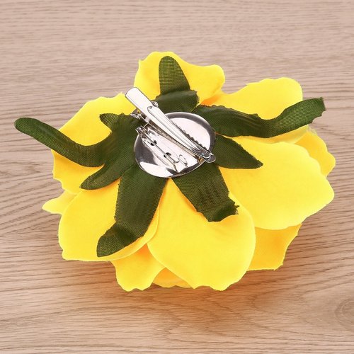 BinaryABC Artificial Rose Flower Hairpin Hair Clips,Flower Brooch for Women Party (Yellow) 1 Count (Pack of 1)