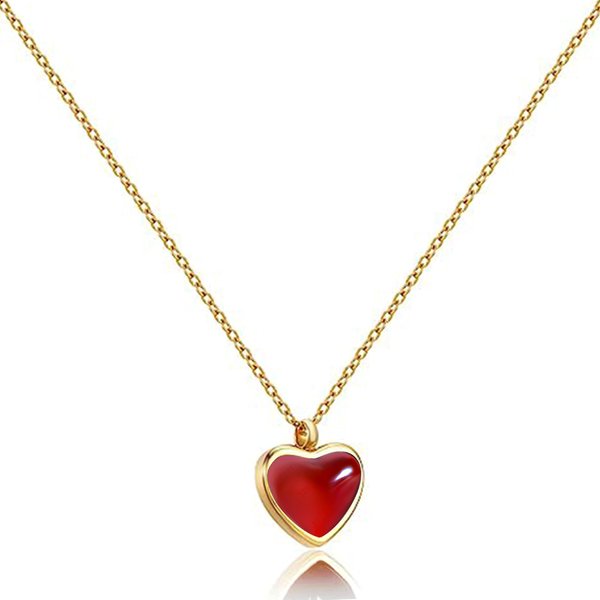 Carnelian Heart Necklace for Women as Mother's Day Gifts, Red Necklace 18K Gold Red Heart Necklace for Girls as Everyday Necklace,Carnelian Jewelry as Queen of Hearts Necklace from TZPI
