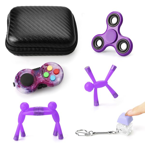 HTSHO Sensory Toys for Autistic Children, ADHD Fidget Toys Adults, Adults Fidgets for Anxiety and Stress, Bulk Fidget Toys for Autism Children (Purple)