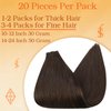 Full Shine Brown Tape in Hair Extensions Real Human Hair 20 Inch Invisible Tape in Hair Extensions Dark Brown Color 2 Skin Weft Hair 40 Pcs 100 Gram Seamless Hair Extension Double Sided Tape
