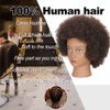 Mannequin Head with Human Hair Manikin Head 16 inch 100% Real Hair Doll Head for Hair Styling Salon Training Head Cosmetology Braiding Practice Hair Mannequin Head Training Head