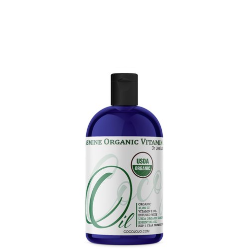Organic Vitamin E Oil and Jasmine Essential Oil Infused Blend - Organic Natural 43,000 IU Vegan Gentle Multi-Use Skin Hair Face Body Cuticle Moisture Daily Use - 4 oz, Packaging May Vary