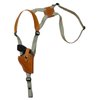 Barsony Saddle Tan Leather Vertical Cross Harness Shoulder Holster for Ruger LCR 38, 357 Right