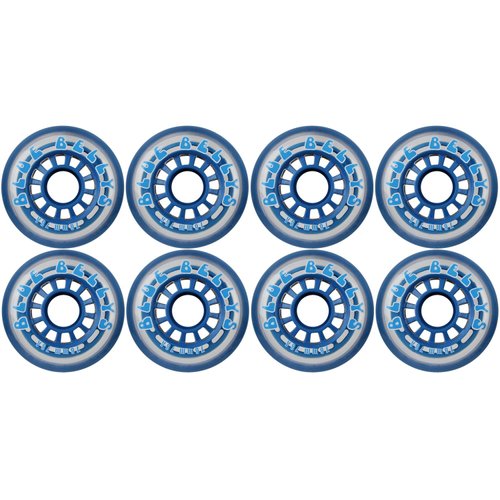 Blue Bellies 8 Inline Skate Wheels 76mm 78a, Clear/Blue