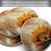 Thirstystone Sunflower II Natural Sandstone Coaster 4 Pack Eco-Friendly, Absorbent, Easily Wipes Clean