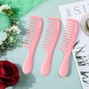 HYOUJIN 3 Pocket Wide Tooth Comb Set,Small Hair Wide Tooth Combs Detangling Shower Combs Wet Brush Detangle Comb for Curly Hair,Wet Hair,Thick Hair,Travel Pocket Wide Comb for Women,Men(Pink)
