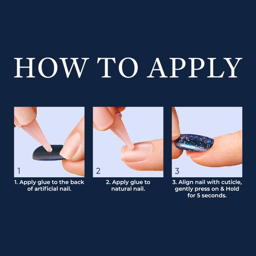 KISS Gel Fantasy Press On Nails, Nail glue included, How Dazzling', Silver, Medium Size, Square Shape, Includes 28 Nails, 2g glue, 1 Manicure Stick, 1 Mini File