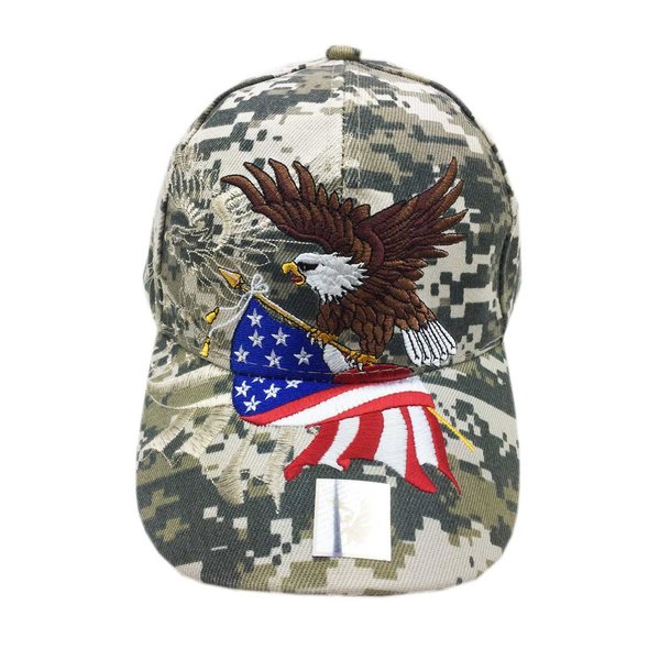 Aesthetinc Patriotic USA American Flag Design Baseball Cap Hat Visor 3D Embroidery (Digital)