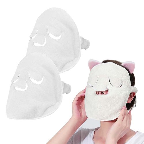 ASEANAO 3 holes Hot Compress Face Towel Masks Reusable Hot Cold Facial Steamer Towel for Skin Care,Moisturizing Face Steamer Beauty Facial Towel for Home and Beauty Salon (2 pcs)