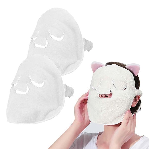 ASEANAO 3 holes Hot Compress Face Towel Masks Reusable Hot Cold Facial Steamer Towel for Skin Care,Moisturizing Face Steamer Beauty Facial Towel for Home and Beauty Salon (2 pcs)