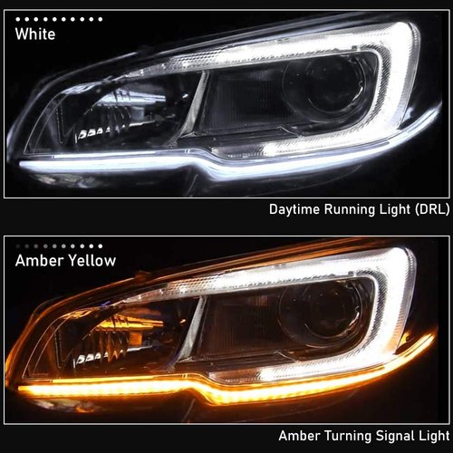 OPP ULITE Switchback Led Strip Light, Amber Turn Signal White DRL, 24 Inch Flexible Headlight Stirp Tube Lights (White Amber WYDT-60)