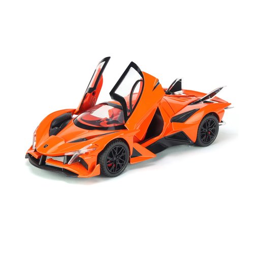 Toy Cars Apo Project EVO Model 1:32 Metal Diecast Car Toys with Light and Sound Pull Back Car for 3 4 5 6 7 Year Old Boys (Orange)