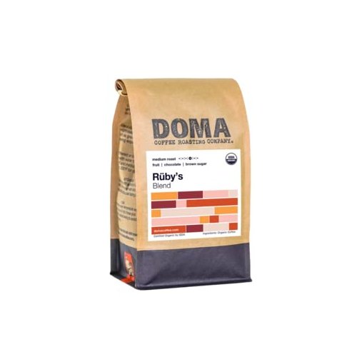 Doma Coffee Roasting Company "Ruby's Organic Espresso" Medium Roasted Fair Trade Organic Whole Bean Coffee - 12 Ounce Bag