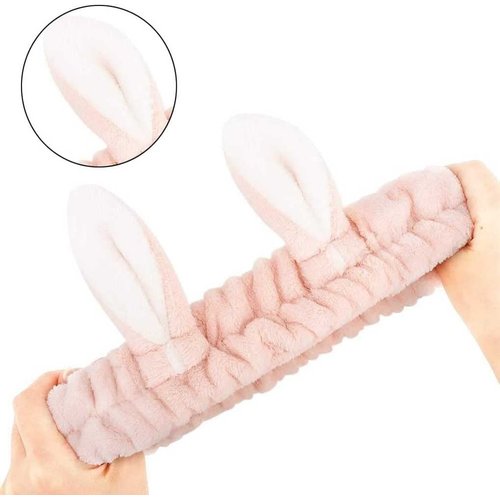 NT-ling 2 PACK Wash Headband, Bunny SPA Skin Care Hairlace, Soft Facial Headband Head Wrap,Rabbit Ear Makeup Washing Face Shower Bath Bands Hair Accessories,Easter Cosplay Costume (Blue+Pink)