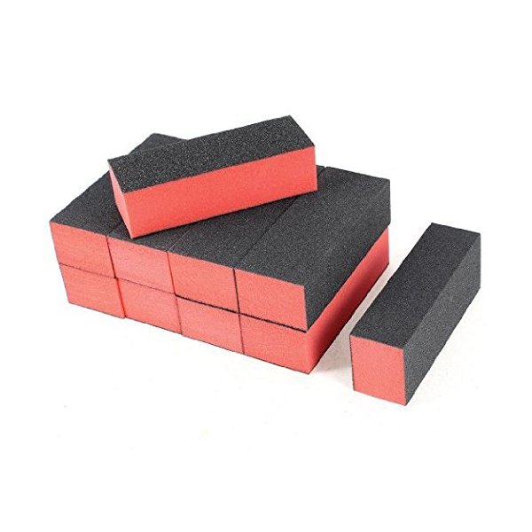 Onwon 10 PCS Sanding Buffing Nail Polisher 4 Way Polish Buffer Buffing Block Nail Files Art Pedicure Manicure File(Black Red)
