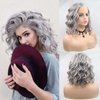 AFBeauty Short Wig Lace Front Wigs for Women Grey Colorful Wavy Wig Glueless Lace Wigs Heat Resistant Fiber Hair Synthetic Lace Front Wigs Silver Frontal Bob Wigs Daily Cosplay Wig 14 Inch