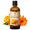 Calendula Oil 3.4 Fl Oz (100ml) - Calendula Officinalis Flower Extract – Infused - Almond Oil Base - 100% Pure & Natural - Marigold Oil – Benefits for Skin, Nails, Hair, Face, Body