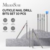 MelodySusie 10pcs Nail Drill Bits Set, 3/32 Inch Diamond Cuticle Nail Bits Kit for Nail Drill E-File, Manicure Pedicure Remover Tools for Acrylic Gel Nails, Salon Home Nail Care Supplies, Silver