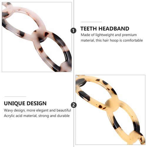 Headband Tortoise Headband, 2pcs Acetate Wide Headbands Plastic Teeth Comb Headbands Hairbands for Women Men Hair Bands