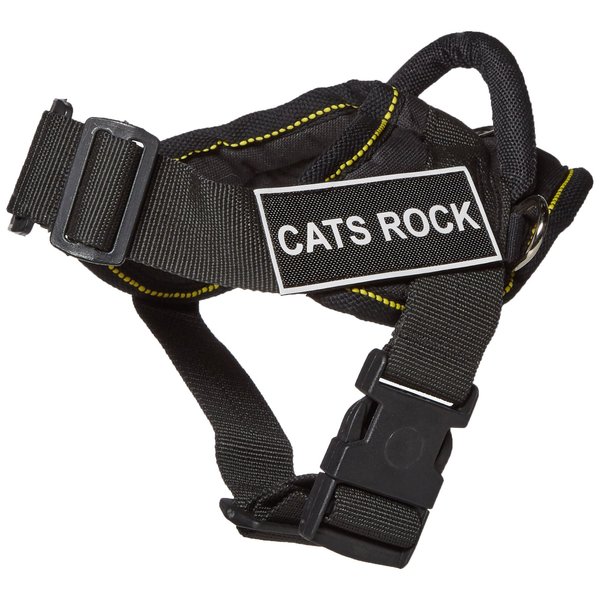 DT Fun Harness, Cats Rock, Black with Yellow Trim, X-Small - Fits Girth Size: 20-Inch to 23-Inch