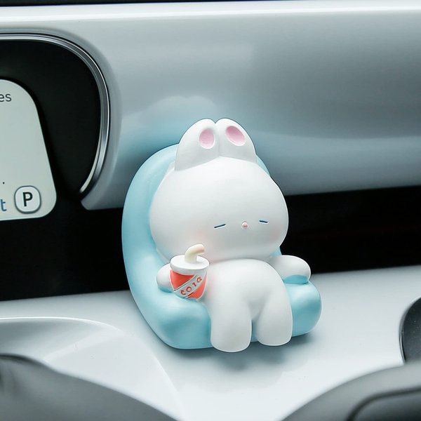 YGMONER Car Dashboard Rabbit Enjoying The Sun Ornaments Cute Car Interior Decor Accessories Room Decorative Desktop Decorations (Rabbit)