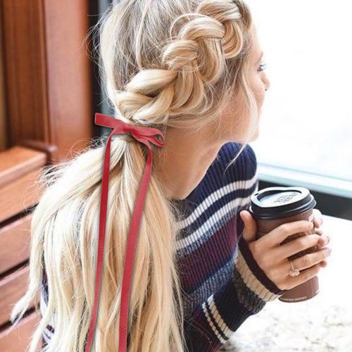 Bow Hair Clips,2 PCS Red Hair Bows Tassel Hair Ribbons,Long Hair Bow Satin Hair Clip Ribbon Accessories for Women Valentine's Day (Red)