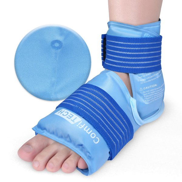 ComfiTECH Ankle Ice Pack Wrap for Injuries Reusable Heel Ice Pack for Ankle Plantar Fasciitis, Achilles Tendonitis, Sprained Ankles, Foot Pain & Heel Spur Cold Therapy
